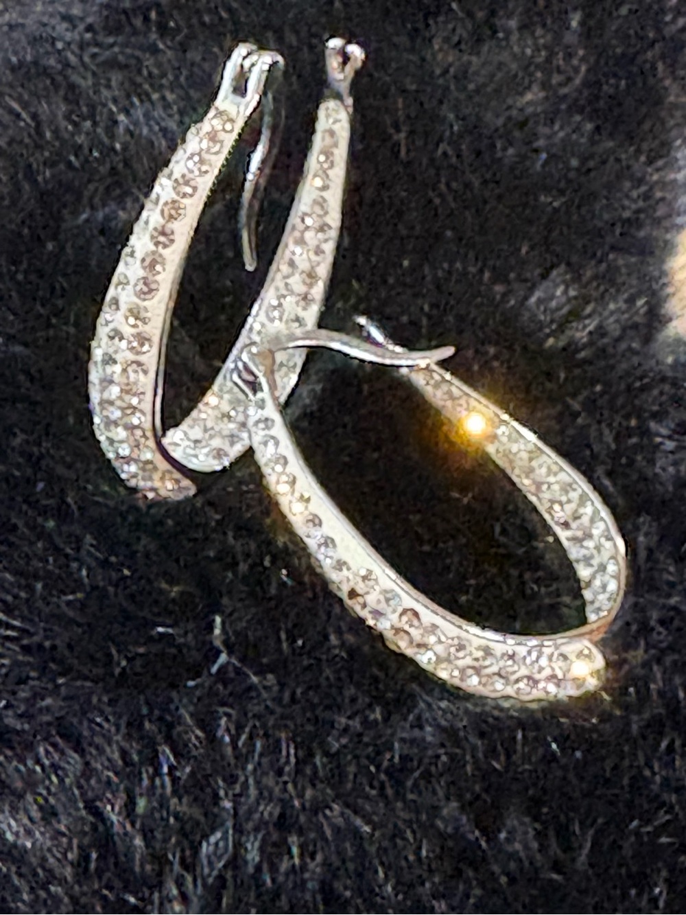 Sparkling Crystal Hoop Earrings - sterling Silver cubic zirconium stones. B1